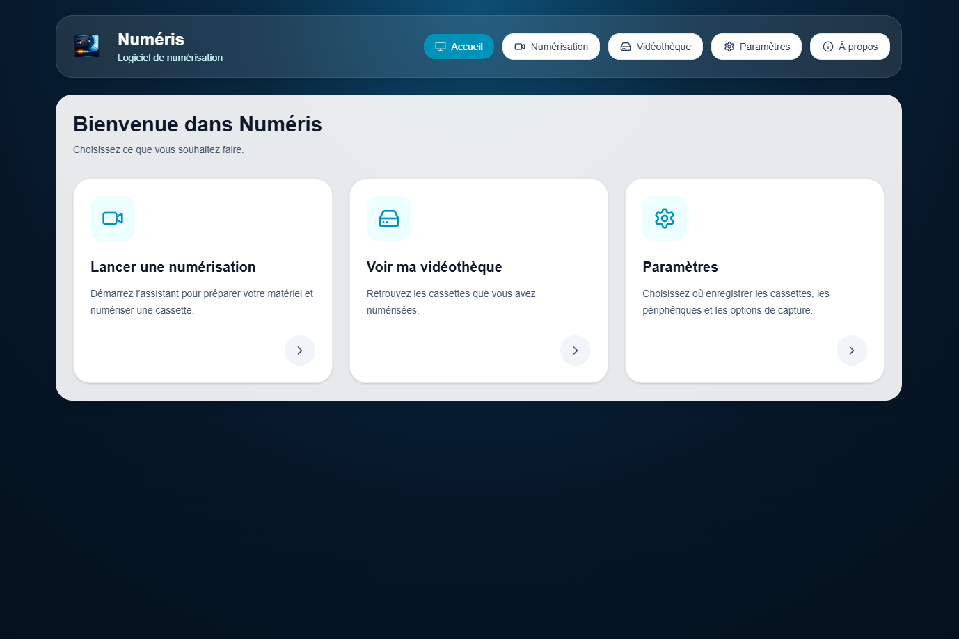Page d'accueil de Numéris